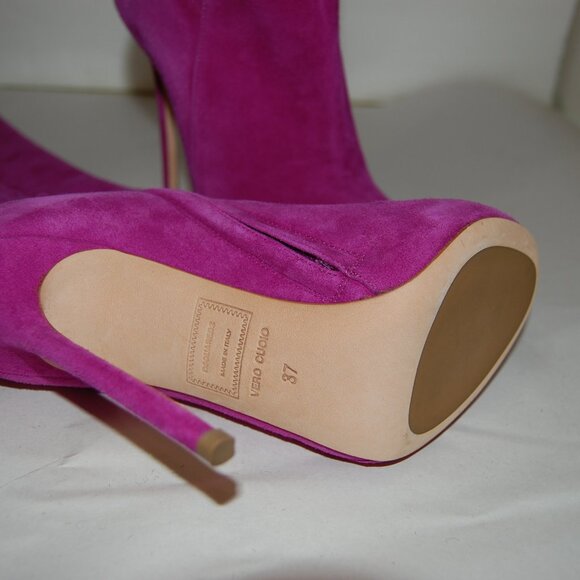 37/7❤️ DSQUARED2 Stretch Suede Leather Over Knee High Heels Mid Calf Tall BOOTS - Picture 13 of 14